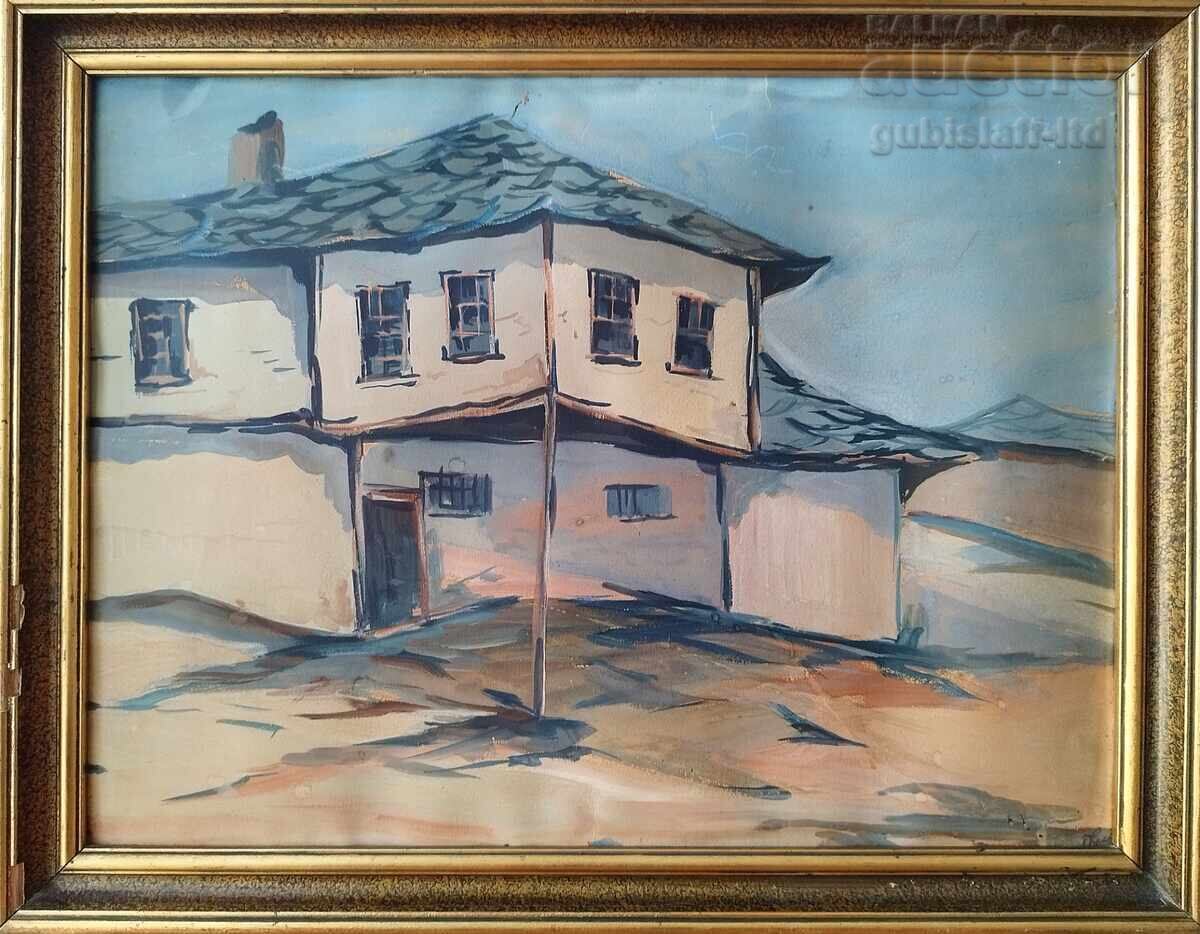 Картина, къщи, български автор, 1950-те г.