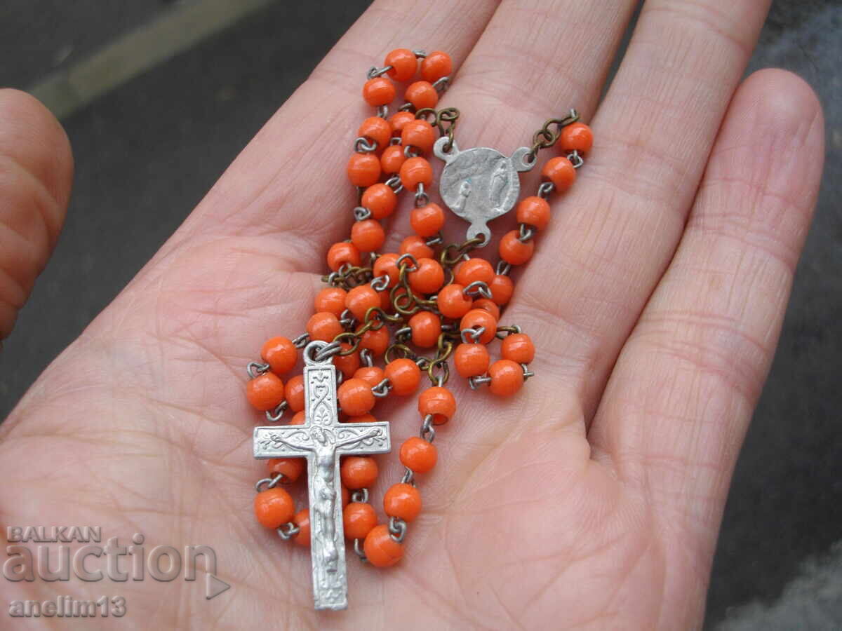 OLD PRAYER ROSARY CORAL - 6