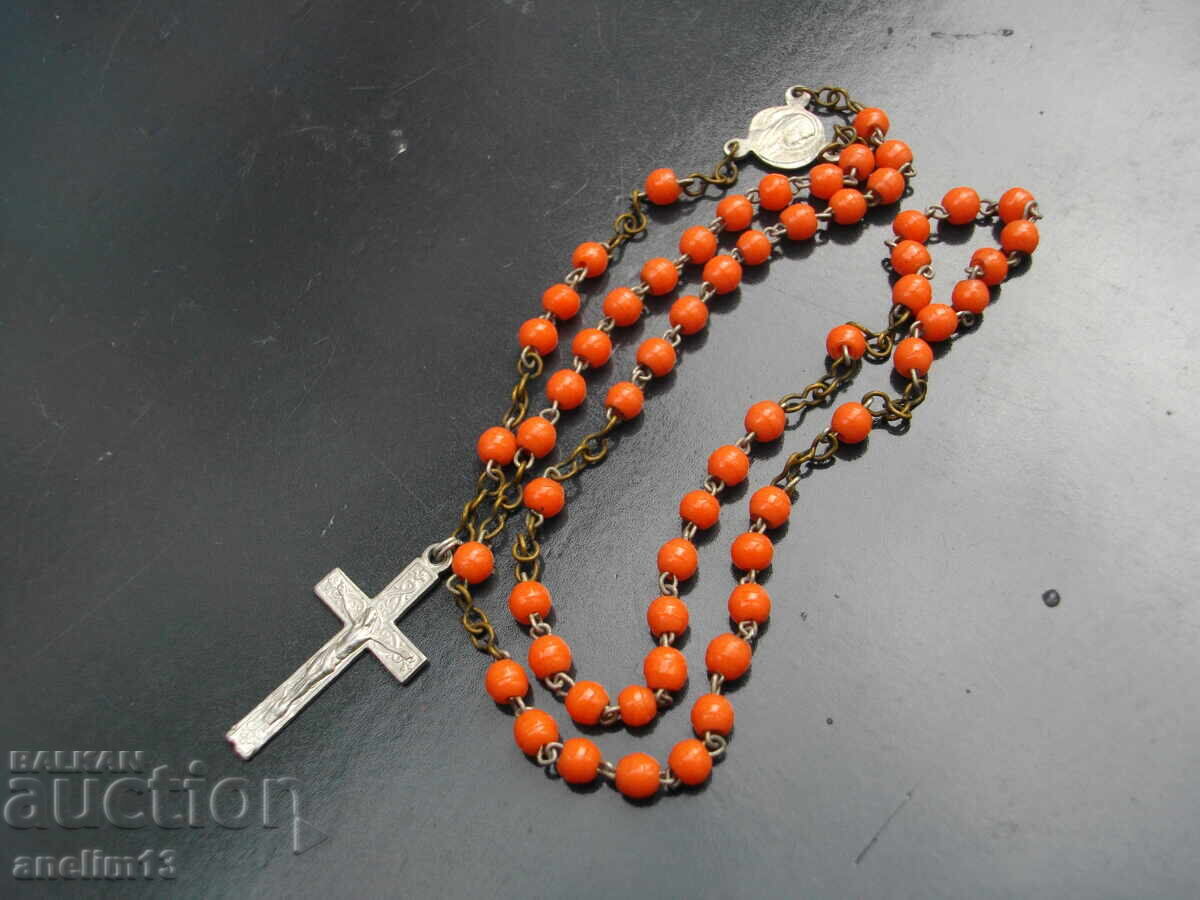 OLD PRAYER ROSARY CORAL
