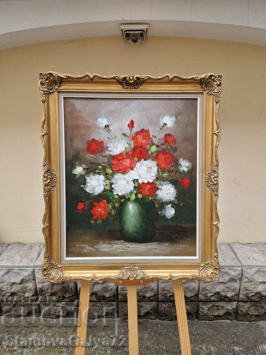 Tablou olandez original, unic, ulei pe pânză Tablou olandez original, unic, ulei pe pânză