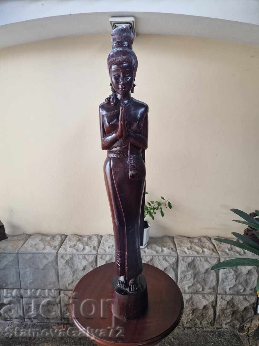 Auction  Beautiful large antique wooden figure statuette sculpture