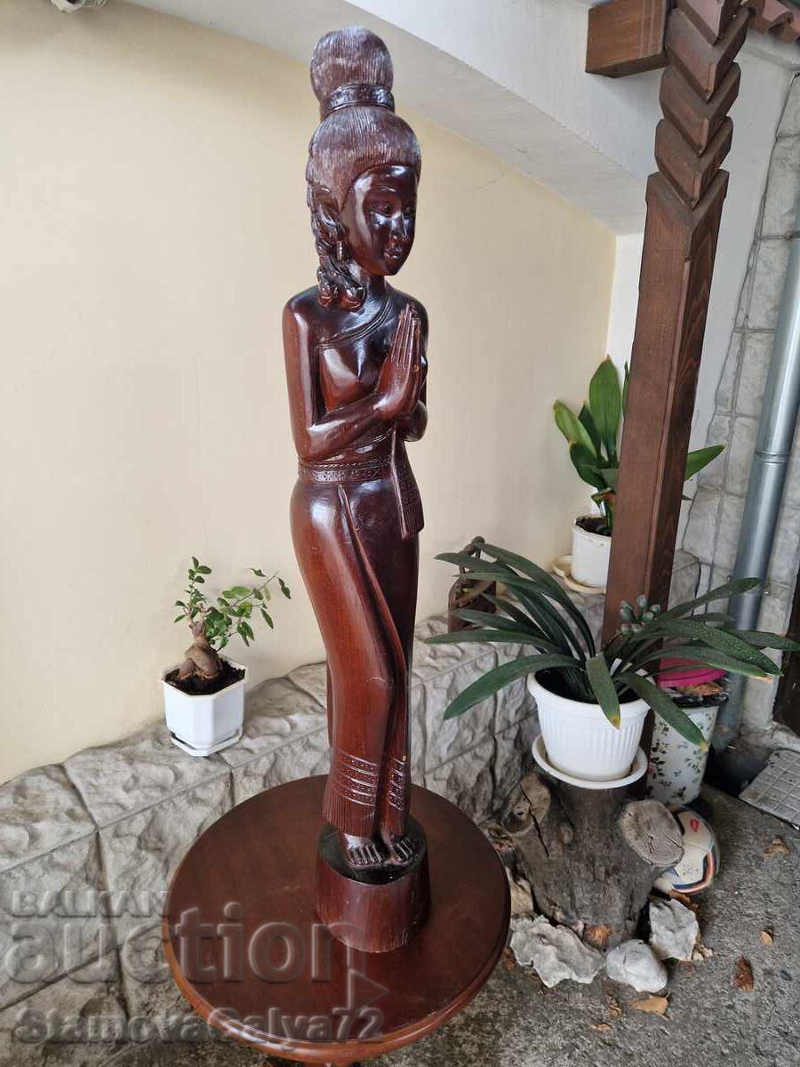 Beautiful large antique wooden figure statuette sculpture - 5