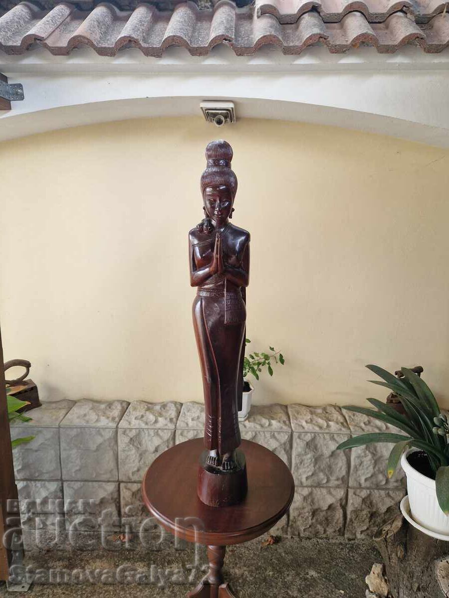 Beautiful large antique wooden figure statuette sculpture