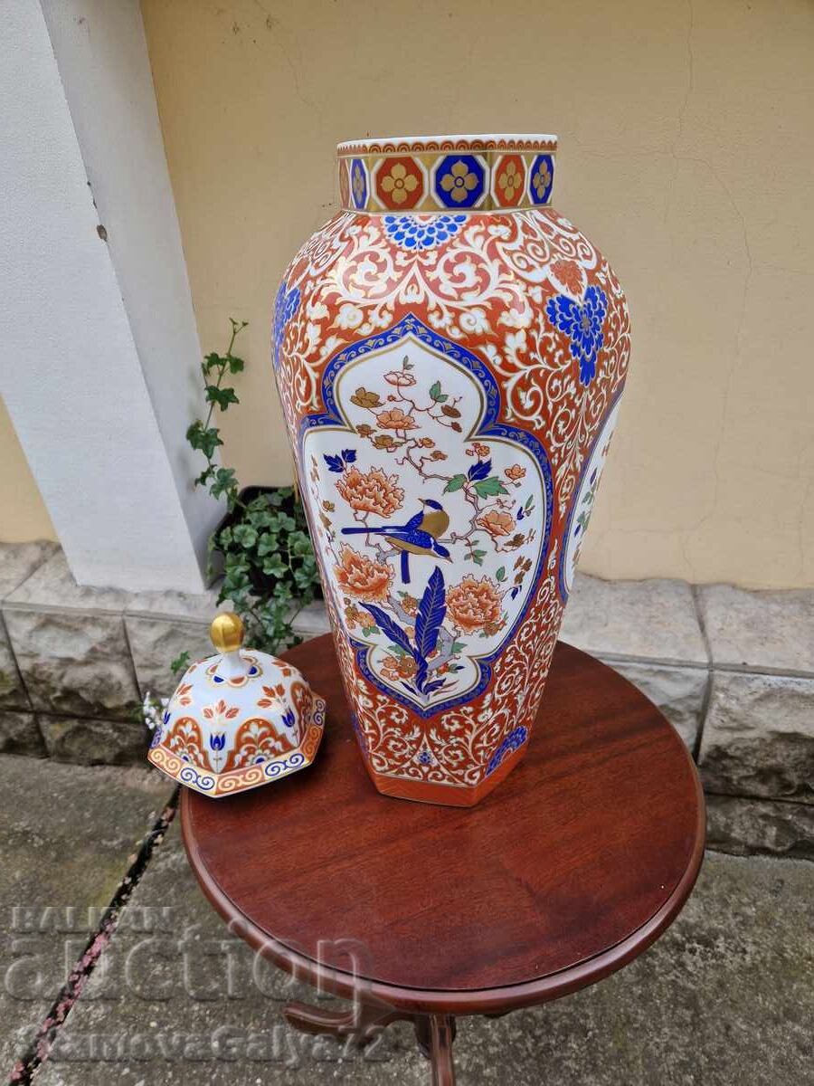 Urnă borcan KAISER din porțelan anticar, uriașă, unică - 6