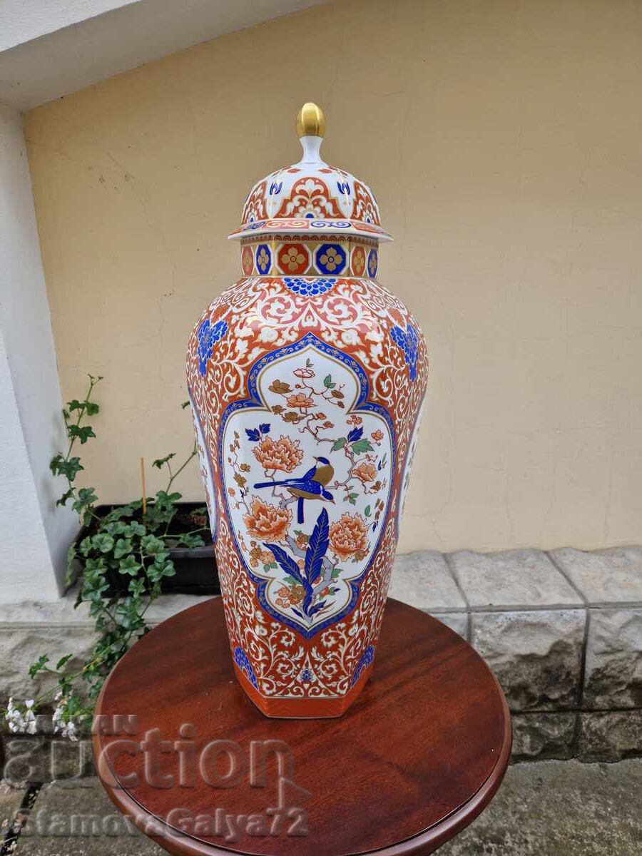 Urnă borcan KAISER din porțelan anticar, uriașă, unică