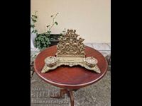 Frumoasă colecție antică de colecție franceză din bronz pentru cerneală