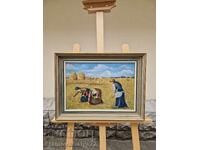 Страхотна много стара белгийска картина масло върху платно