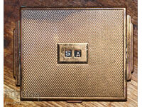 Cutie veche de pudră din bronz cu oglindă