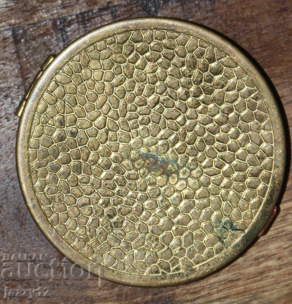 Veche cutie de pudră din alamă cu oglindă - 5 Veche cutie de pudră din alamă cu oglindă - 5