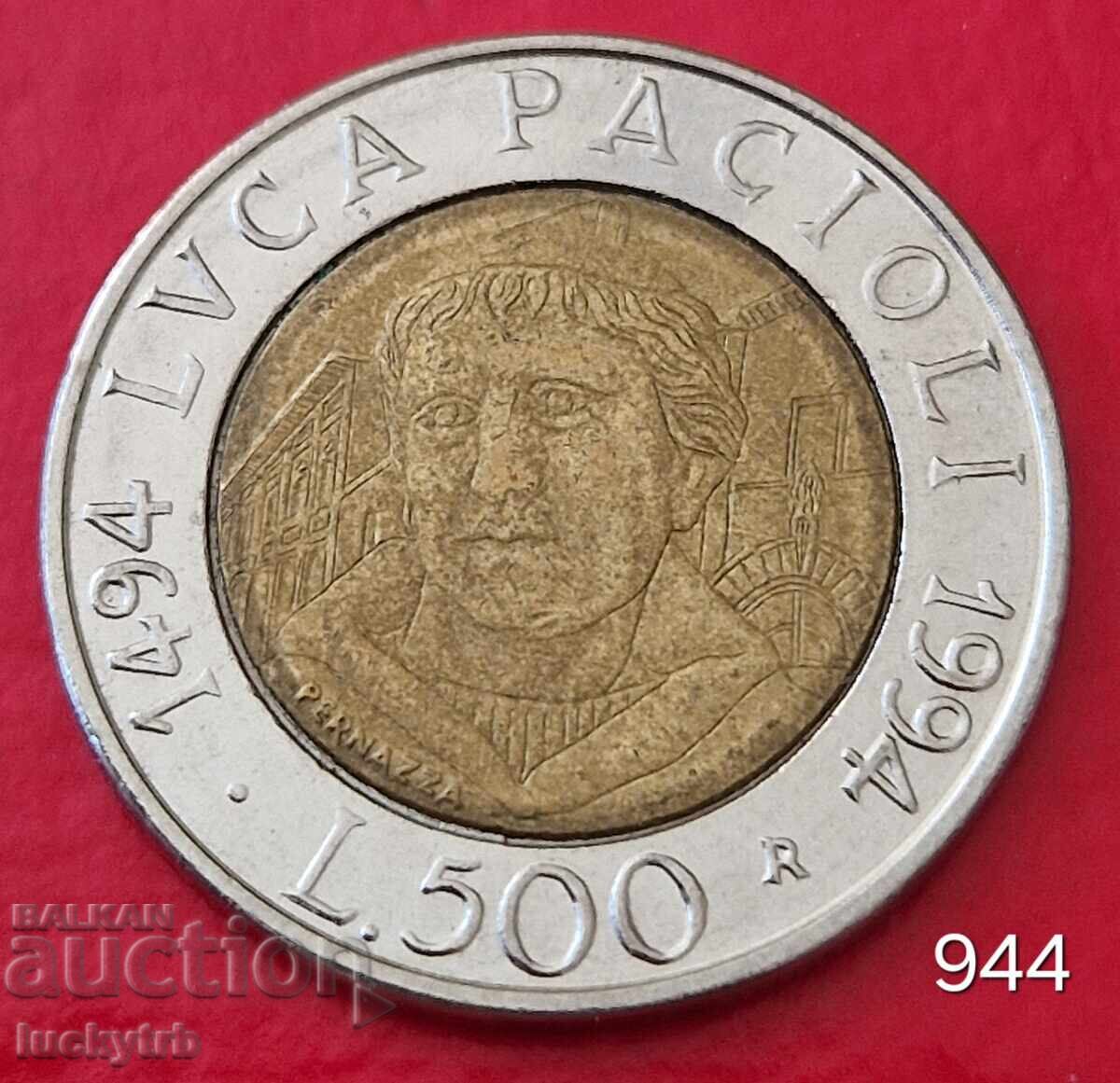 500 lire 1994 - Italy - Luca Pacioli