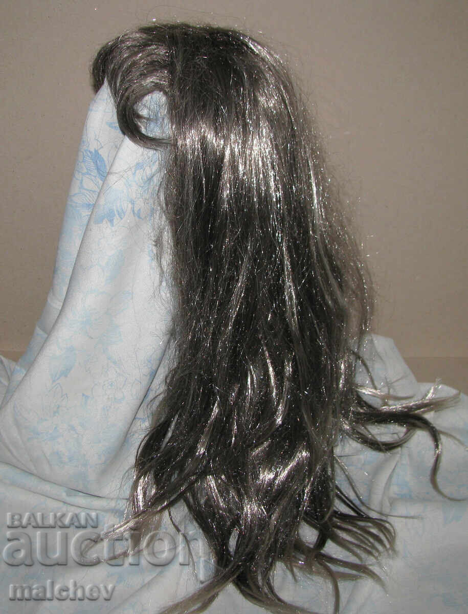 Perucă din păr sintetic 75 cm șatenă cu șuvițe, excelentă - 5 Perucă din păr sintetic 75 cm șatenă cu șuvițe, excelentă - 5