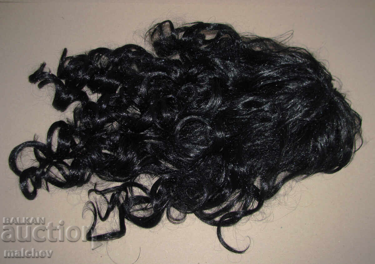 Перука от изкуствена коса 60 см черна на букли, отлична
