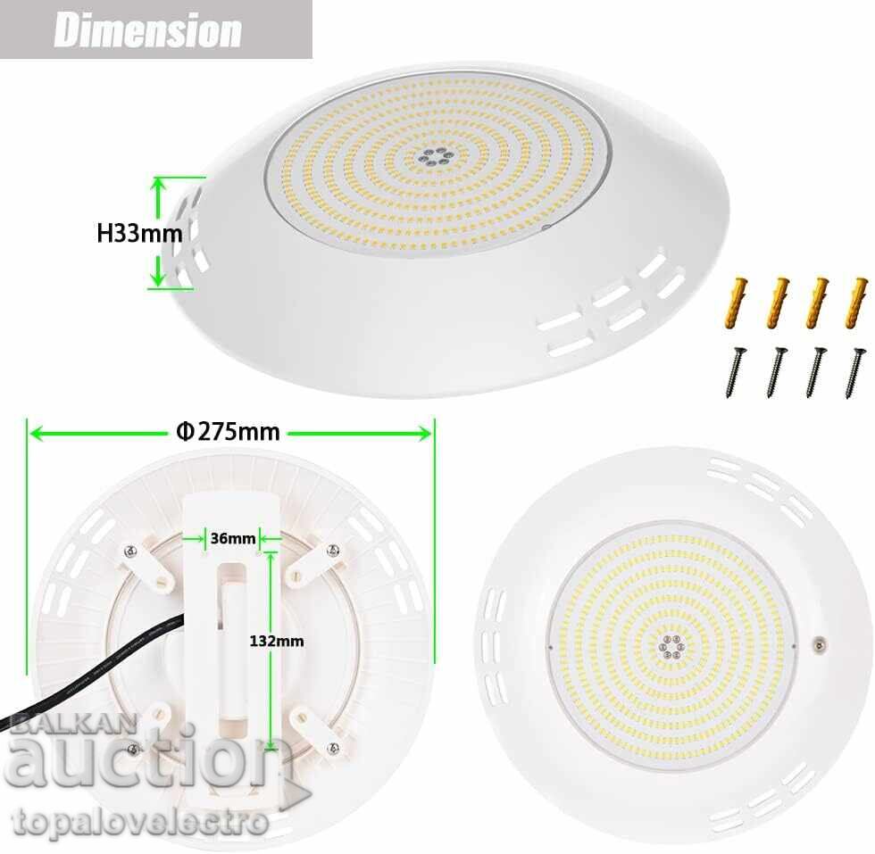 ΝΕΟ! Εξαιρετικά λεπτός LED Προβολέας για πισίνα, IP68, 2800lm, 35W με τιμή 44.00 BGN | € 22.50