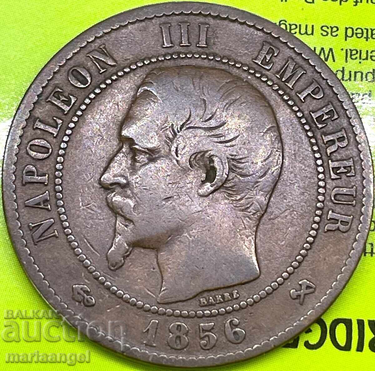 10 εκατοστά 1856 Γαλλία Ναπολέων Γ' χάλκινο με τιμή 16.00 BGN | € 8.18
