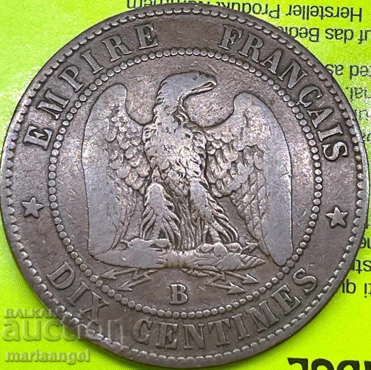 10 εκατοστά 1856 Γαλλία Ναπολέων Γ' χάλκινο