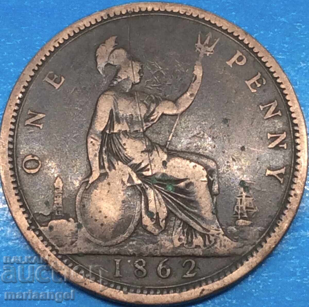 Great Britain 1 penny 1862 30mm bronze Great Britain 1 penny 1862 30mm bronze