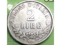 2 Lire 1863 N-Naples Italy "NUMBER" VALUE BN-Birmingham RARE