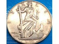 10 Lire 1936 Italia Victor Emmanuel II 27mm UNC Argint