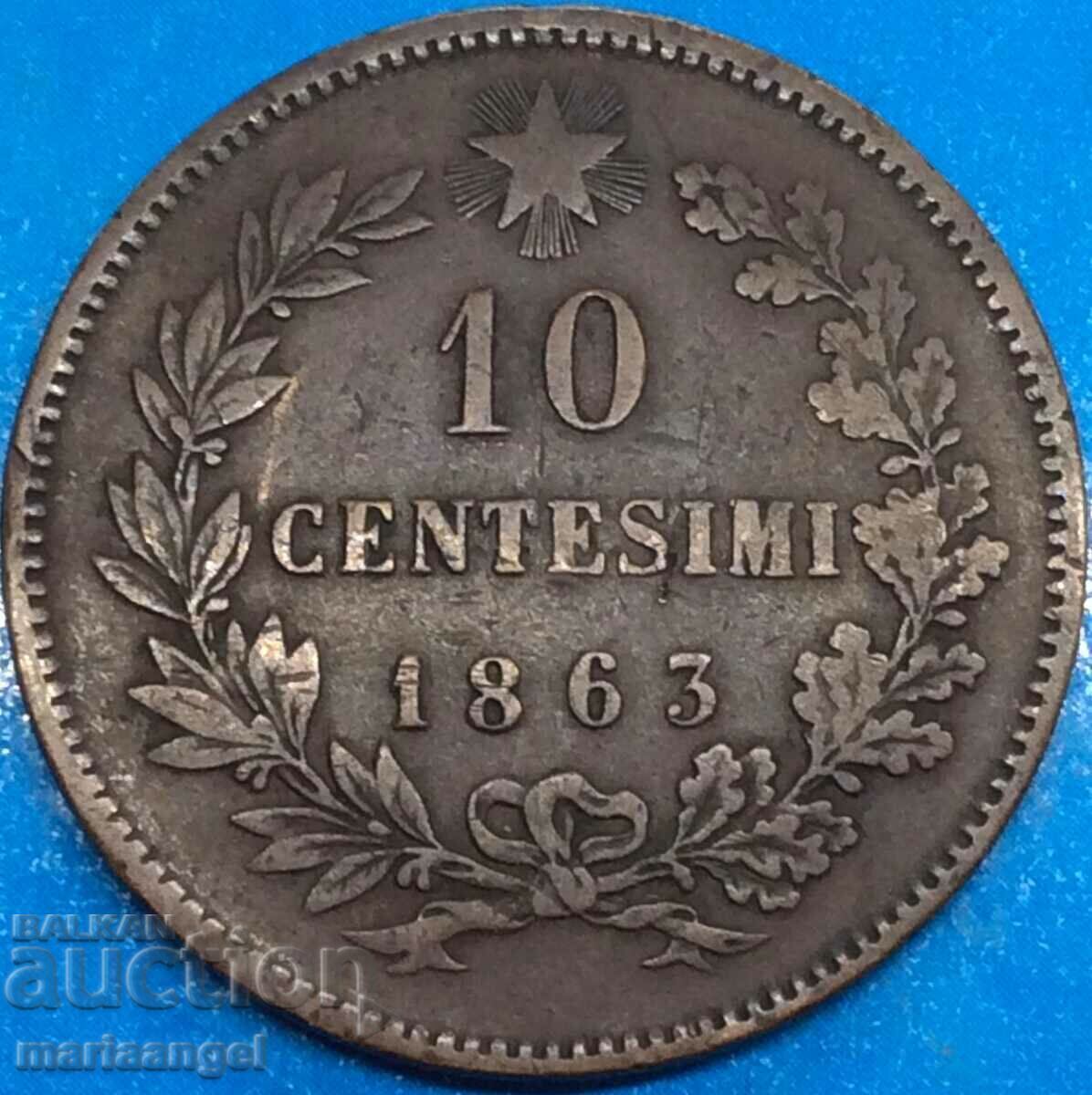 10 Centesimi 1863 Italy 30mm Victor Emmanuel 10 Centesimi 1863 Italy 30mm Victor Emmanuel