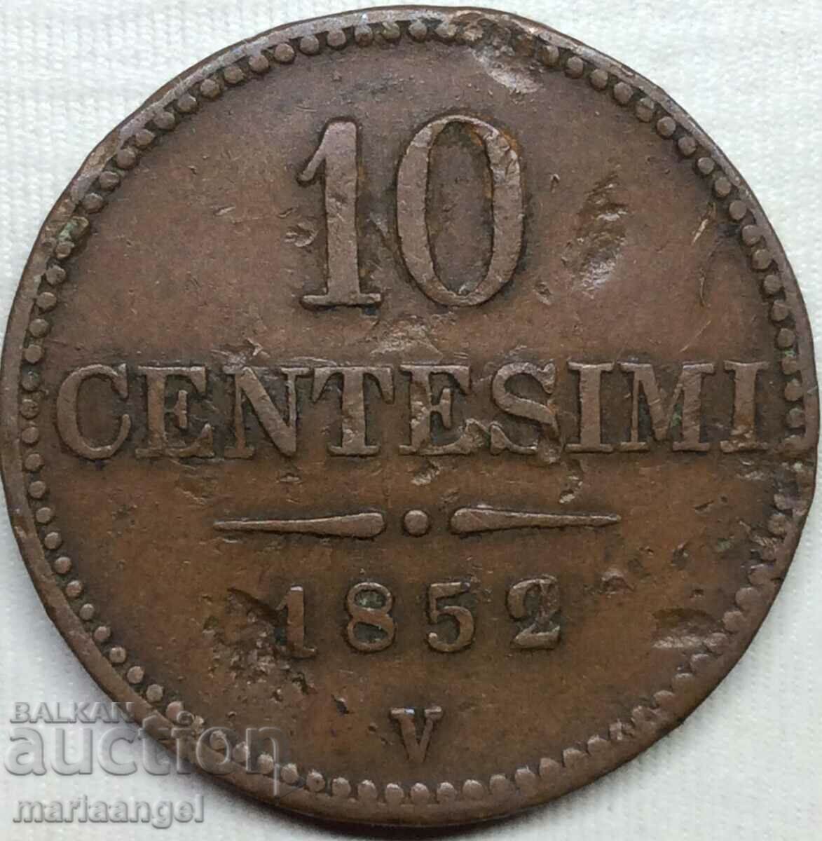 Lombardy Venice 10 centesimi 1852 11g Austria for Italy - 6
