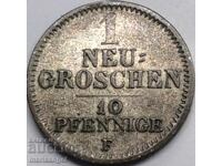 Saxony 1 new groschen 10 pfennig 1856 Germany ασημί