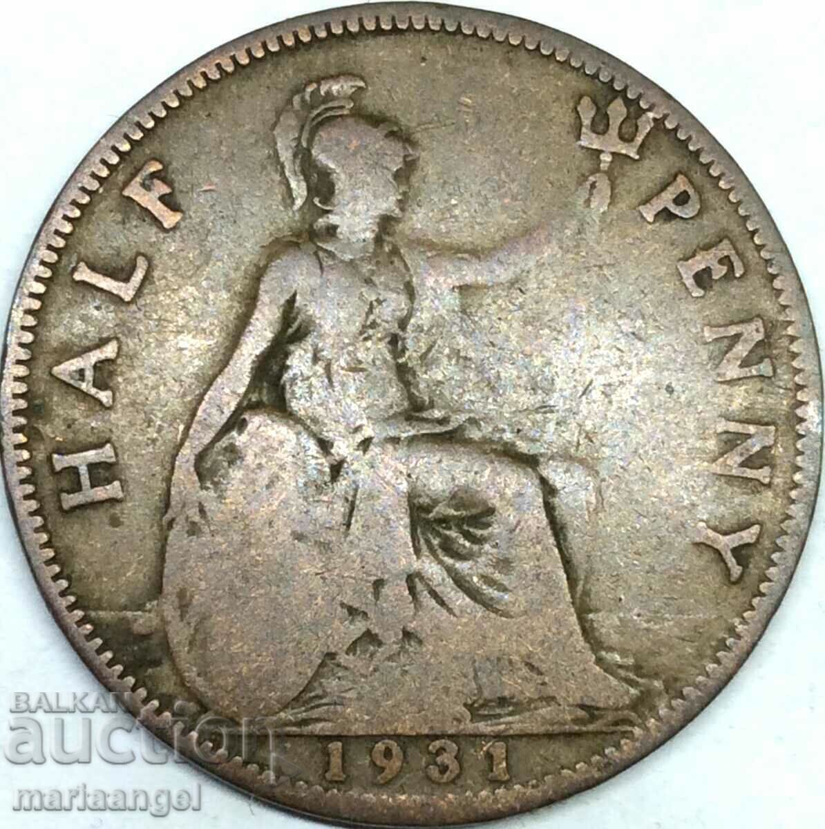 Auction  Great Britain 1/2 Penny 1931 George V Bronze