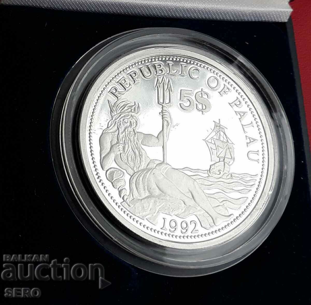 Licitație Insula Palau-5 USD 1992-Conservare marine Licitație Insula Palau-5 USD 1992-Conservare marine