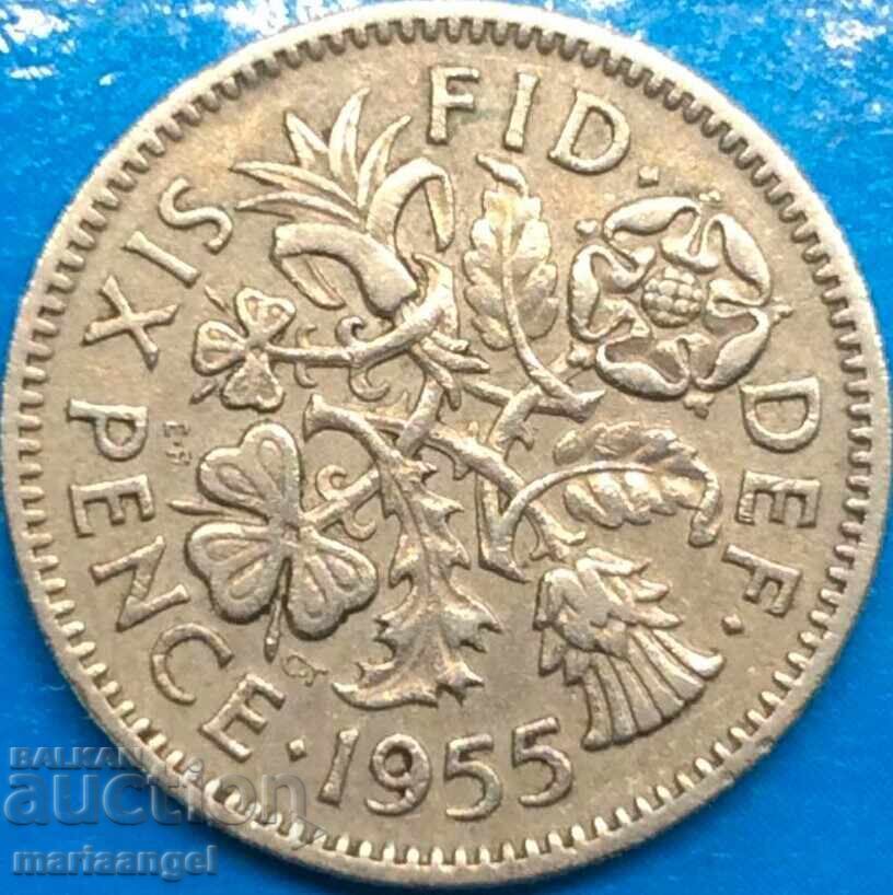 6 πένες 1955 Ηνωμένο Βασίλειο νέα Ελισάβετ - 5