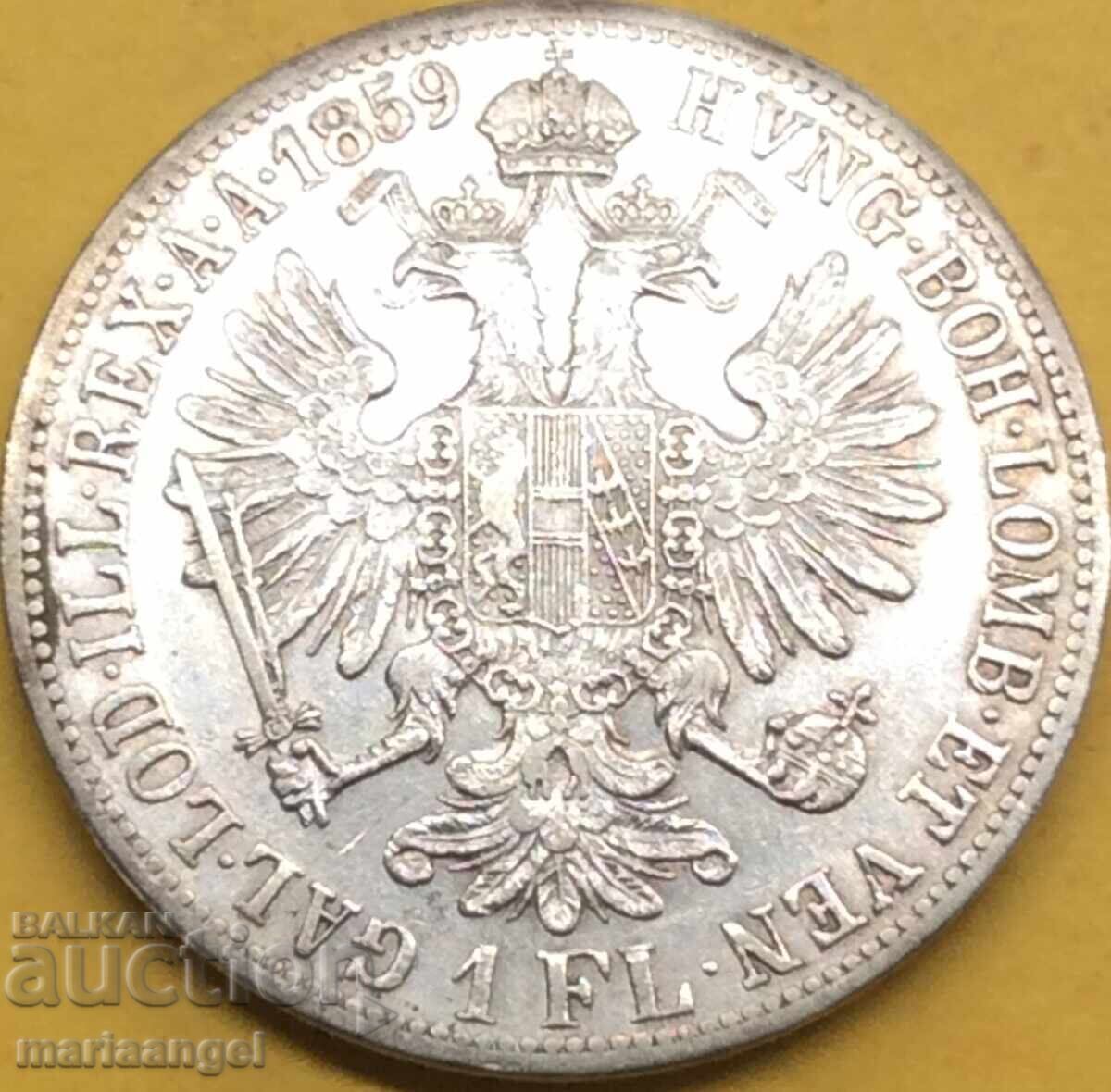 Παράδοση Αυστρία 1 florin 1859 A - Βιέννη Franz Joseph αργυρό