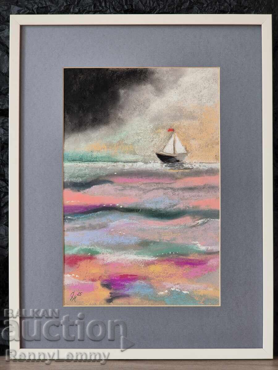 Delivery of Sea, pastel painting, original
