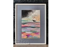 Sea, pastel painting, original