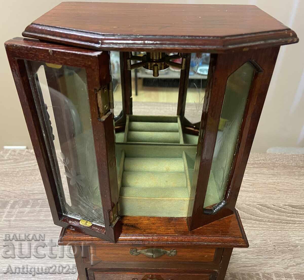 Винтидж дървена музикална кутия за бижута - 6