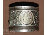 Suport de șervețele argintat vechi cu decorațiuni florale