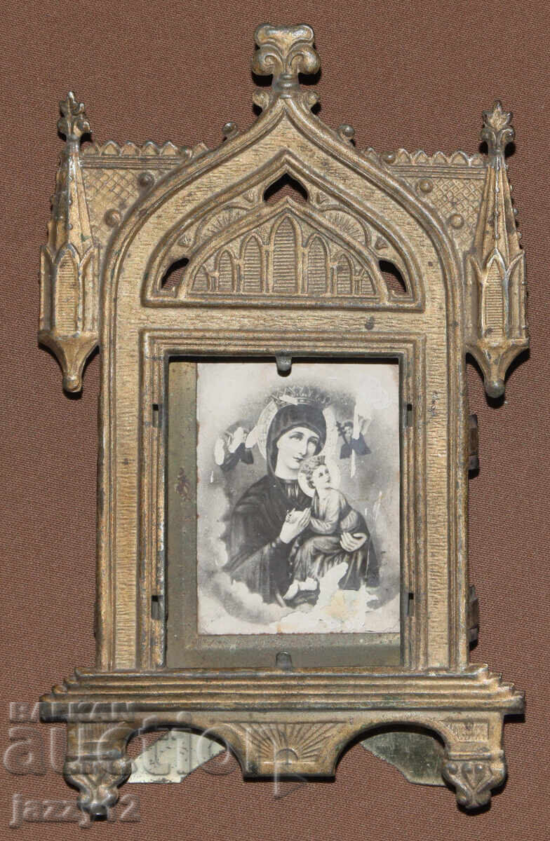 Παλιά λιθογραφημένη εικόνα με μεταλλικό περίβλημα