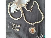 Colier și brățară vechi din perle naturale