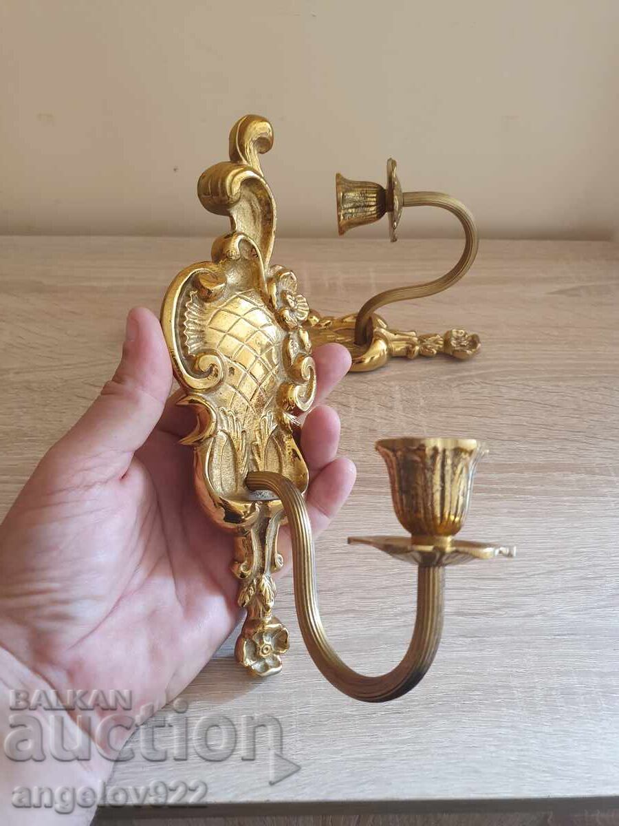 Bronze wall sconces candle holders!!! with price 31.80 BGN | € 16.26 Bronze wall sconces candle holders!!! with price 31.80 BGN | € 16.26