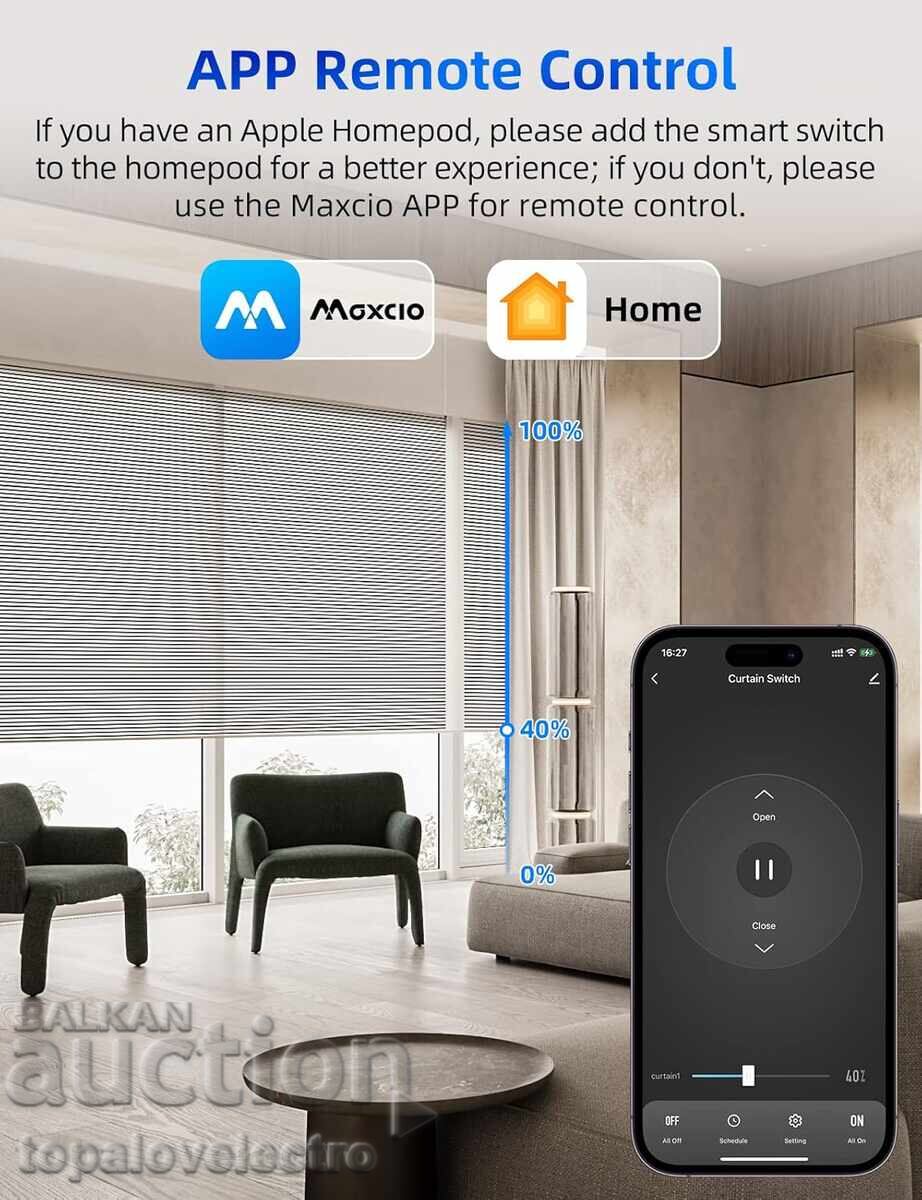 Δημοπρασία ΝΕΟ! Διακόπτης WiFi Maxcio για κουρτίνες, APP, ποσοστό και χρονοδιακόπτης