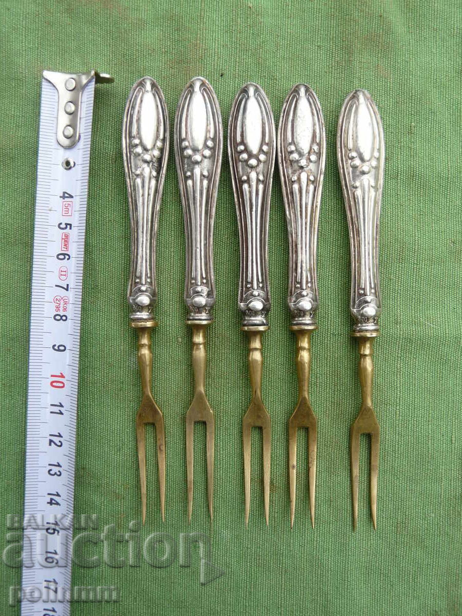 Ρετρό πιρούνια για γλυκά - 5 τμχ