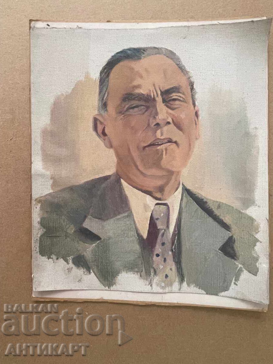 Oil painting portrait of a man, canvas 23/19cm - before 1944
