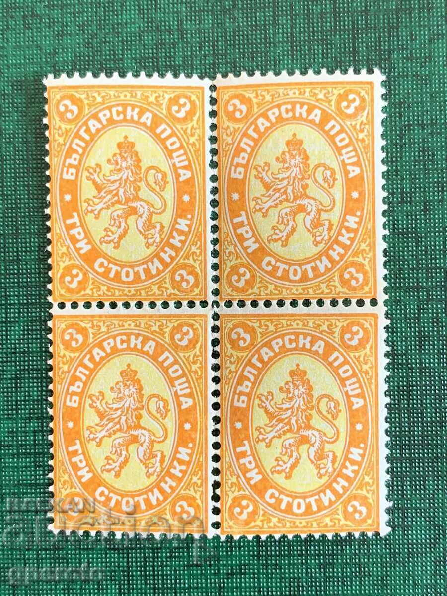 Stamps Large Lion I (3 st.) - 1882 - Mint block of four Stamps Large Lion I (3 st.) - 1882 - Mint block of four