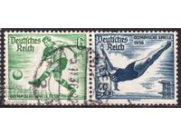 Germany/Reich - 1936 - Olympic Games - Berlin - 2 stamps from a booklet - ZD, watermark