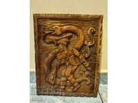 Εξαιρετικό Παλιό Πίνακας Ξυλογλυπτικής - Αζτέκοι Και Μάγια
