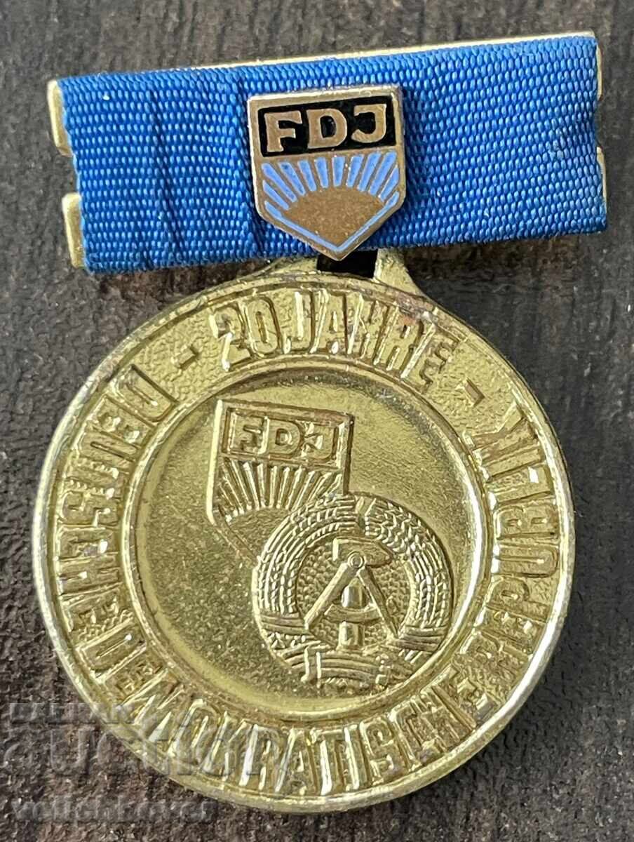 41908 GDR East Germany medal 20 years GDR 1949-1969 FDJ 41908 GDR East Germany medal 20 years GDR 1949-1969 FDJ