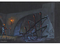 Gouache painting, scenography, interior