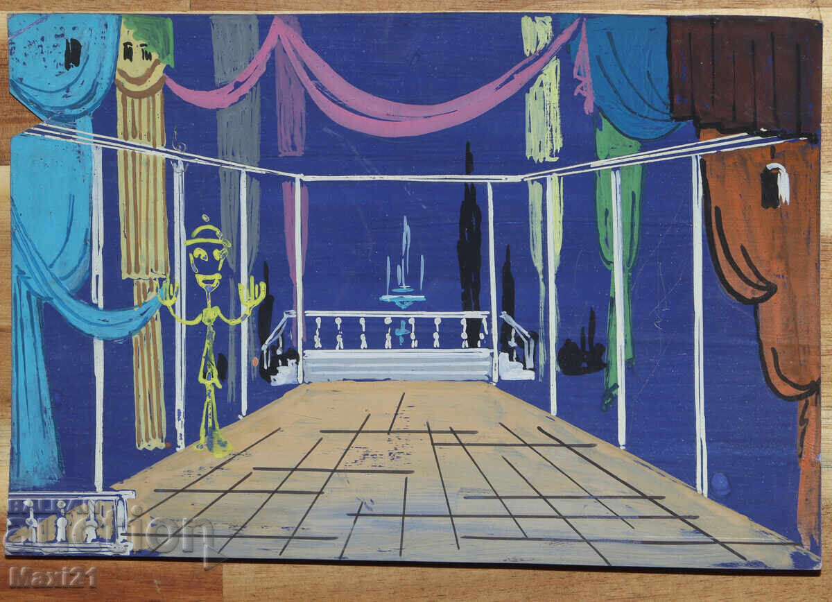 Miniature Gouache Painting, Interior with price 120.00 BGN | € 61.36