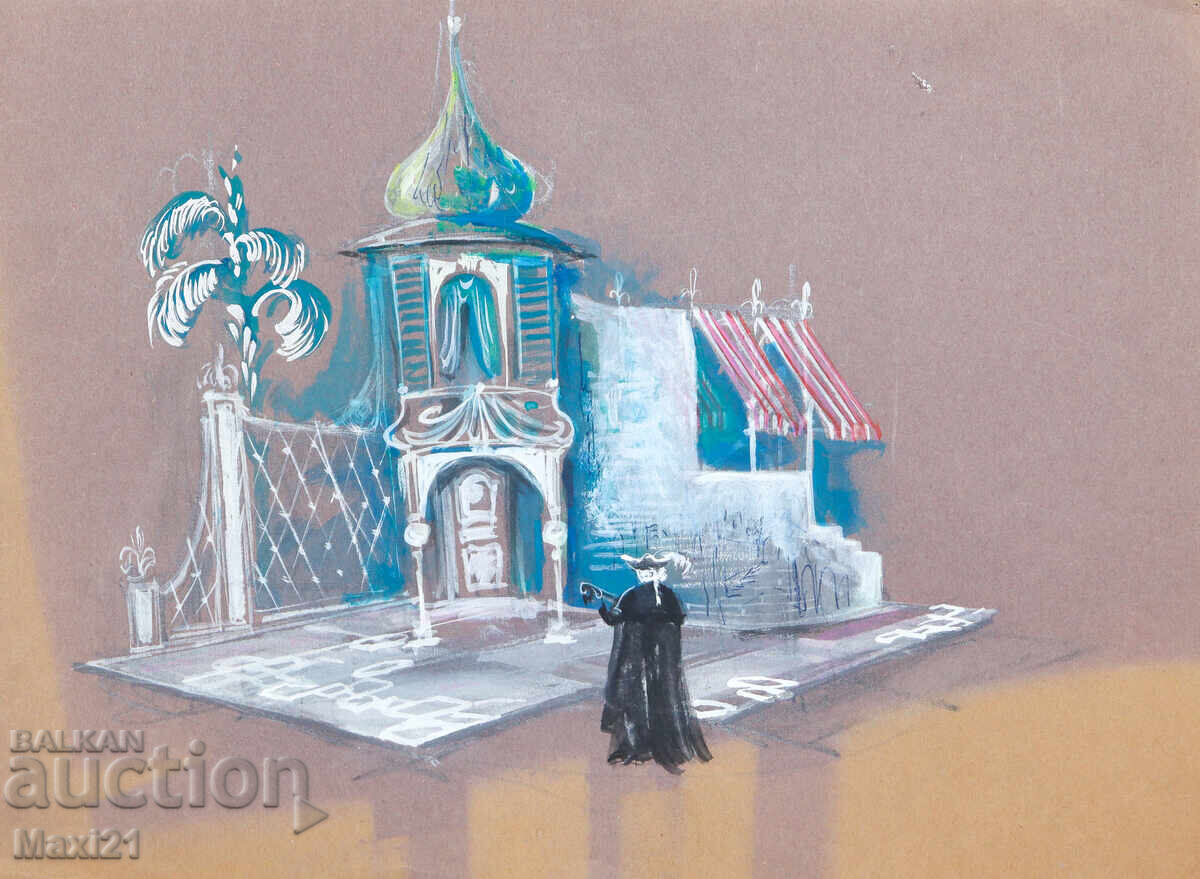 Έργο γκουάς σκηνικού ντεκόρ