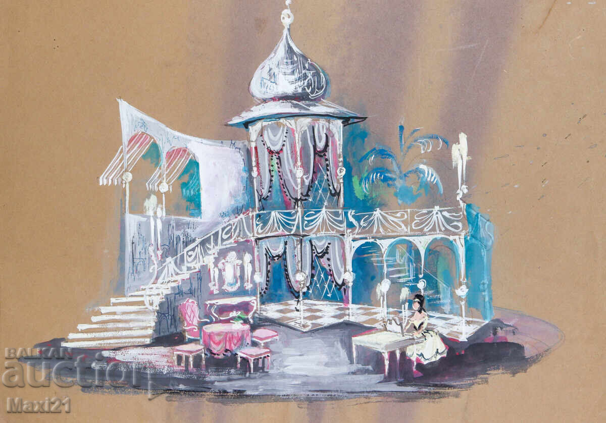 Έργο γκουάς σκηνικού ντεκόρ