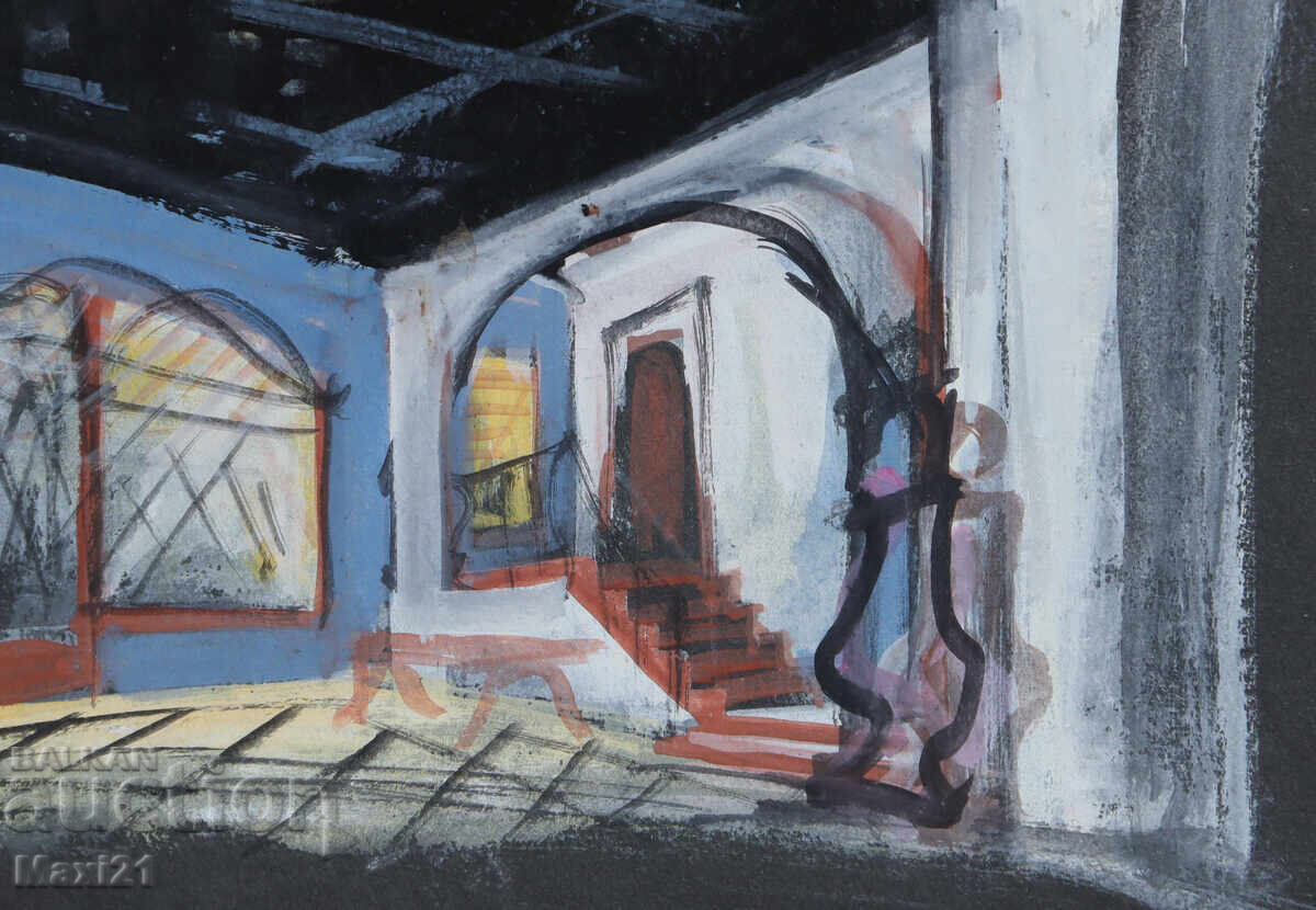 Gouache painting, scenography, interior - 5