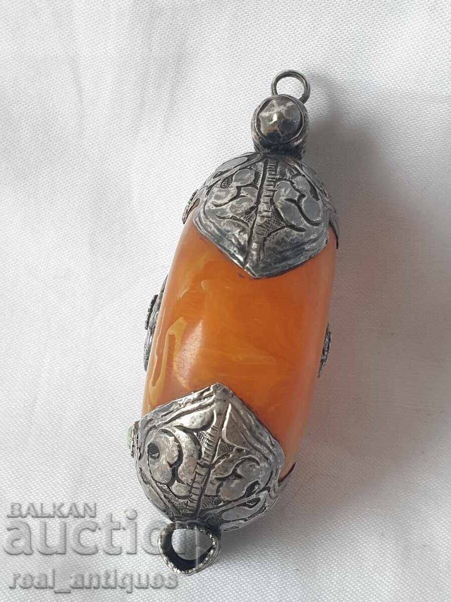 Παλιό μενταγιόν με ασημένια στερέωση - 5