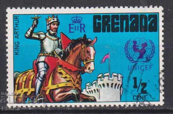 Stamped King Arthur on Horse 1972 from Grenada Stamped King Arthur on Horse 1972 from Grenada